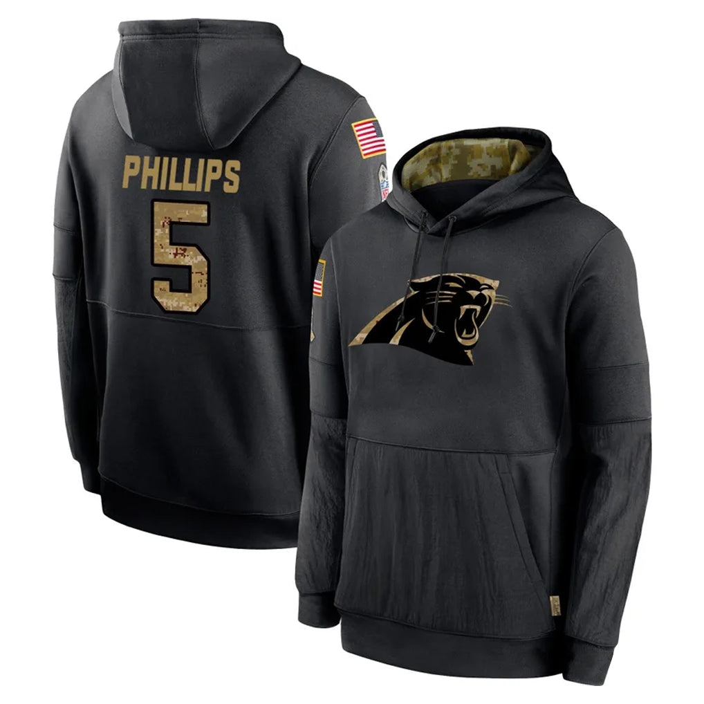 Kdoa C.Panthers #5 Jaelan Phillips Player Black Salute to Service Pullover Hoodies Limited Game Stitched Jerseys