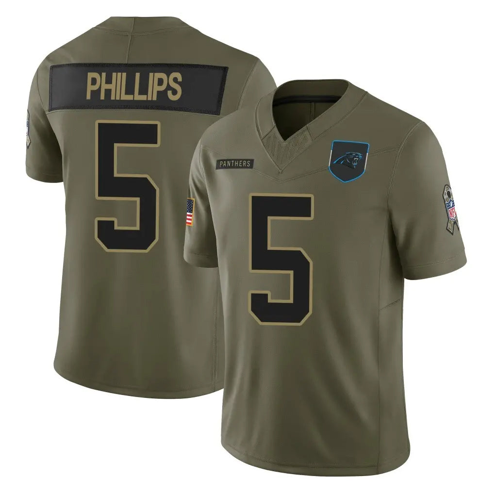 Kdoa C.Panthers #5 Jaelan Phillips Player Olive Salute to Service Limited Home Game Stitched Jerseys
