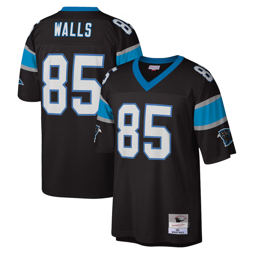 Kdoa C.Panthers #85 Wesley Walls Player Black Mitchell & Ness Legacy Replica Stitched Jerseys
