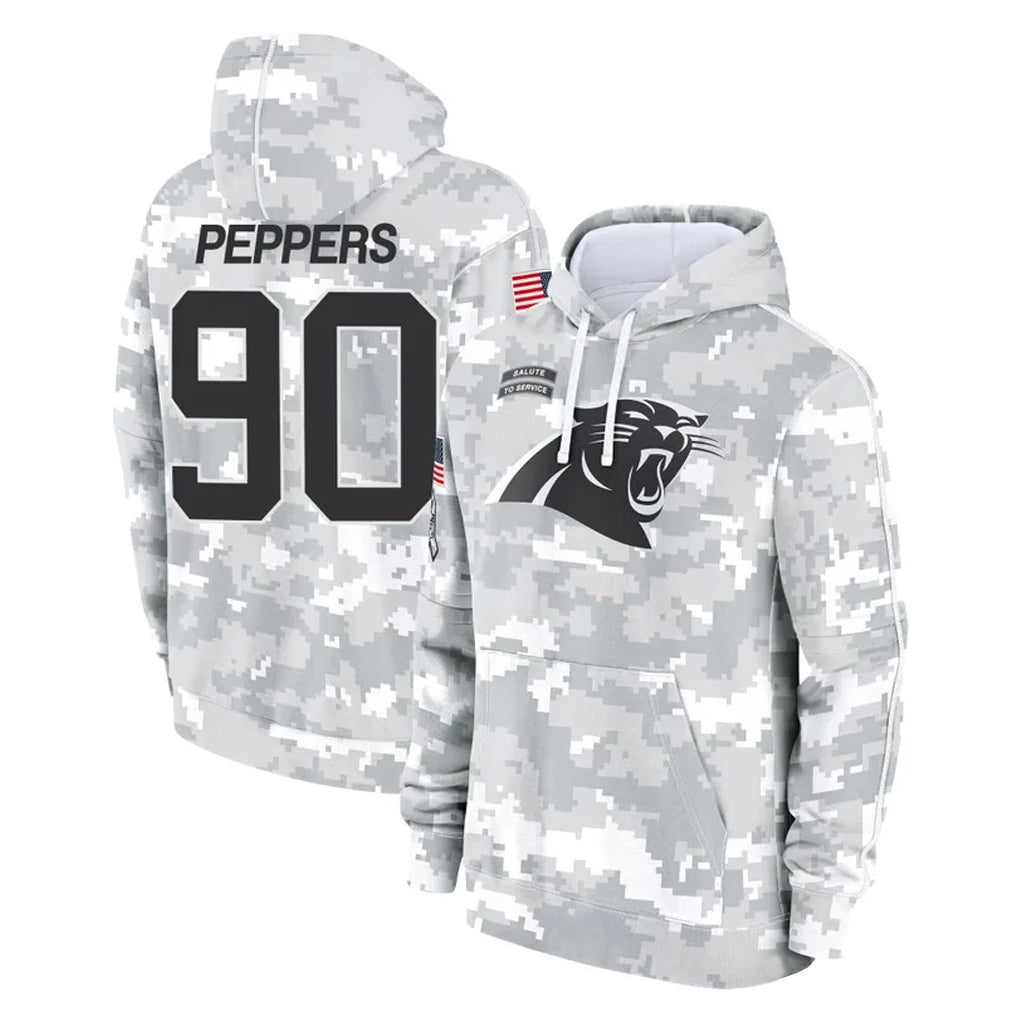Kdoa C.Panthers #90 Julius Peppers Player Arctic Camo Salute to Service Pullover Hoodies Limited Game Stitched Jerseys