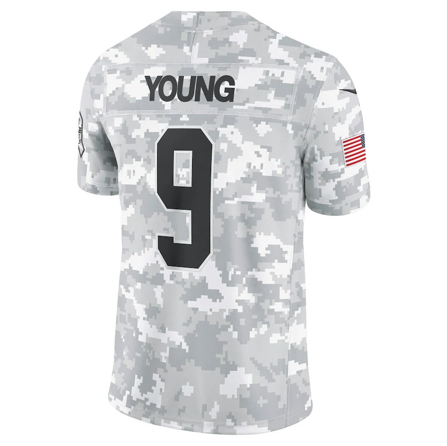 Kdoa C.Panthers #9 Bryce Young Arctic Camo 2024 Salute to Service Limited Stitched Jerseys