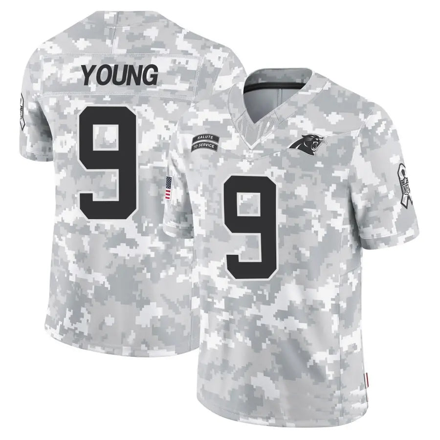 Kdoa C.Panthers #9 Bryce Young Player Arctic Camo Salute to Service Limited Stitched Jerseys