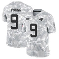 Kdoa C.Panthers #9 Bryce Young Player Arctic Camo Salute to Service Limited Stitched Jerseys