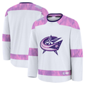 Kdoa CB.Jackets White 2024 Hockey Fights Cancer Practice Jersey
