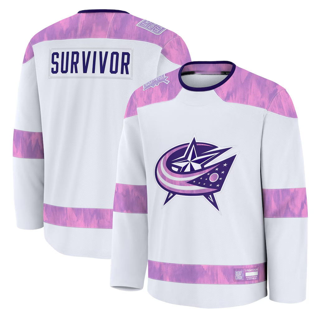 Kdoa CB.Jackets White Hockey Fights Cancer Survivor Practice Jersey