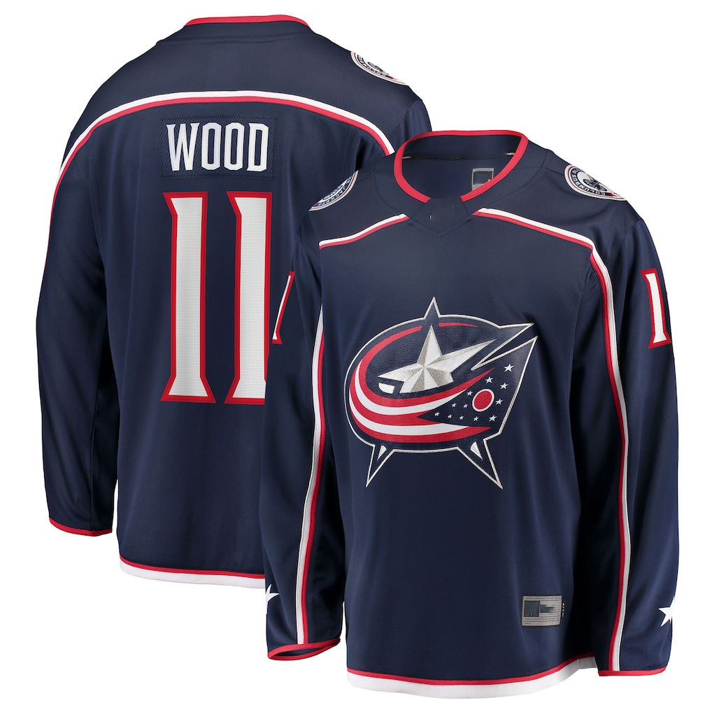 Kdoa CB.Jackets #11 Miles Wood Navy Home Breakaway Jersey