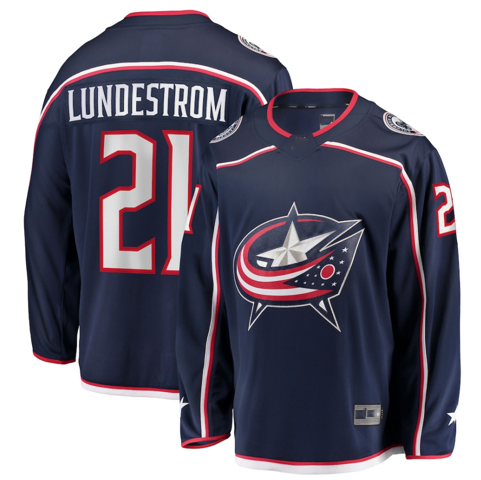 Kdoa CB.Jackets #21 Isac Lundestrom Navy Home Breakaway Jersey