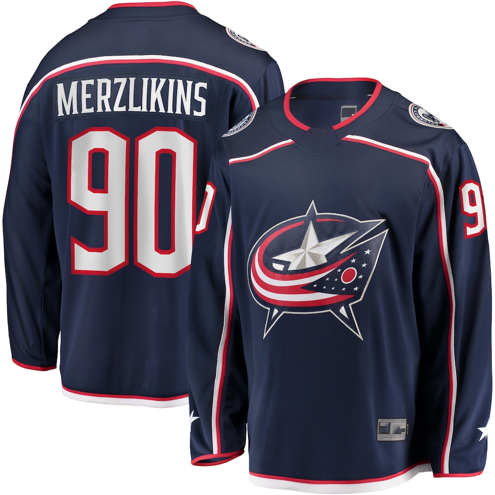 Kdoa CB.Jackets #90 Elvis Merzlikins Navy Home Breakaway Player Jersey