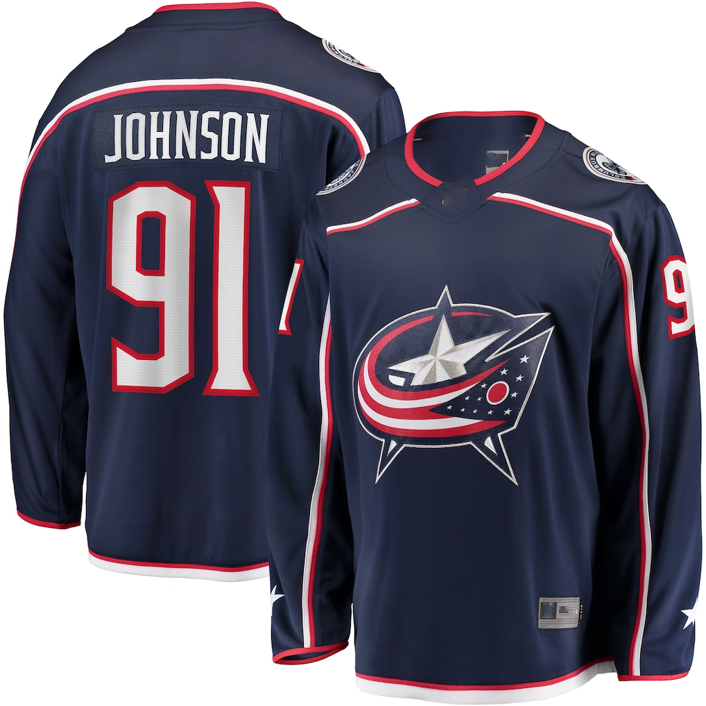 Kdoa CB.Jackets #91 Kent Johnson Navy Home Breakaway Jersey