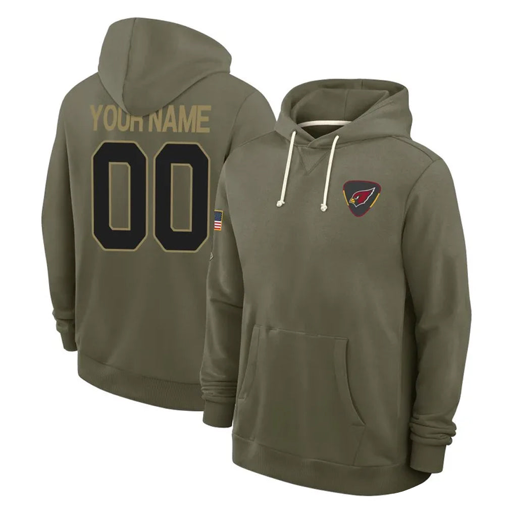 Kdoa Custom A.Cardinals Olive Salute to Service Hoodies Any Name & Numbers Stitched Jerseys