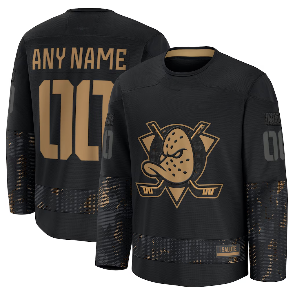 Kdoa Custom A.Ducks Black 2024 Military Appreciation Practice Jerseys