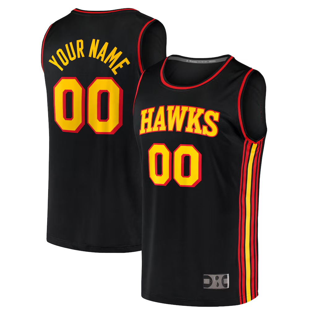 Kdoa Custom A.Hawks Black Fast Break Replica Jerseys - Statement Edition