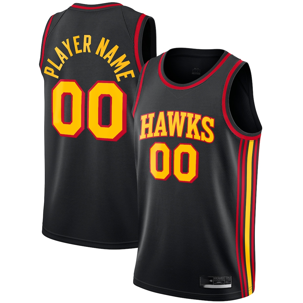 Kdoa Custom A.Hawks  Black Swingman Jerseys - Statement Edition