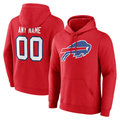 Kdoa Custom B.Bills Red Team Authentic Personalized Name & Number Hoodie Stitched Jerseys