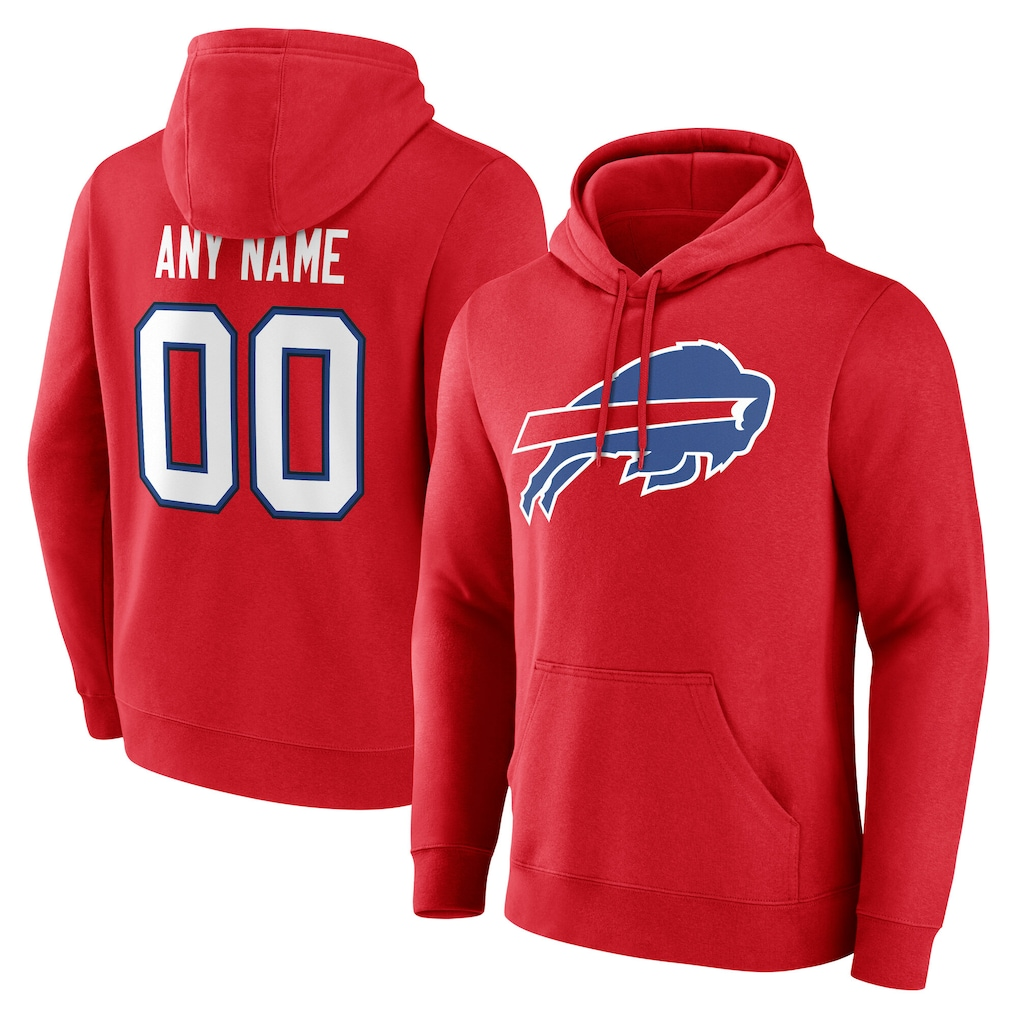 Kdoa Custom B.Bills Red Team Authentic Personalized Name & Number Hoodie Stitched Jerseys