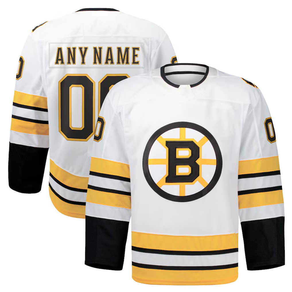 Kdoa Custom B.Bruins White Away Authentic Pro Stitched Jerseys
