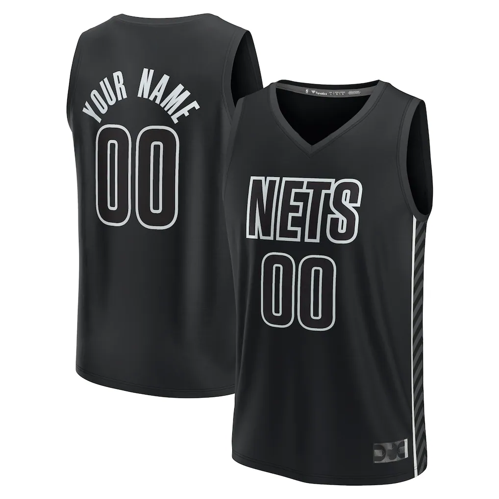 Kdoa Custom B.Nets Fanatics Black Fast Break Stitched Jerseys- Statement Edition