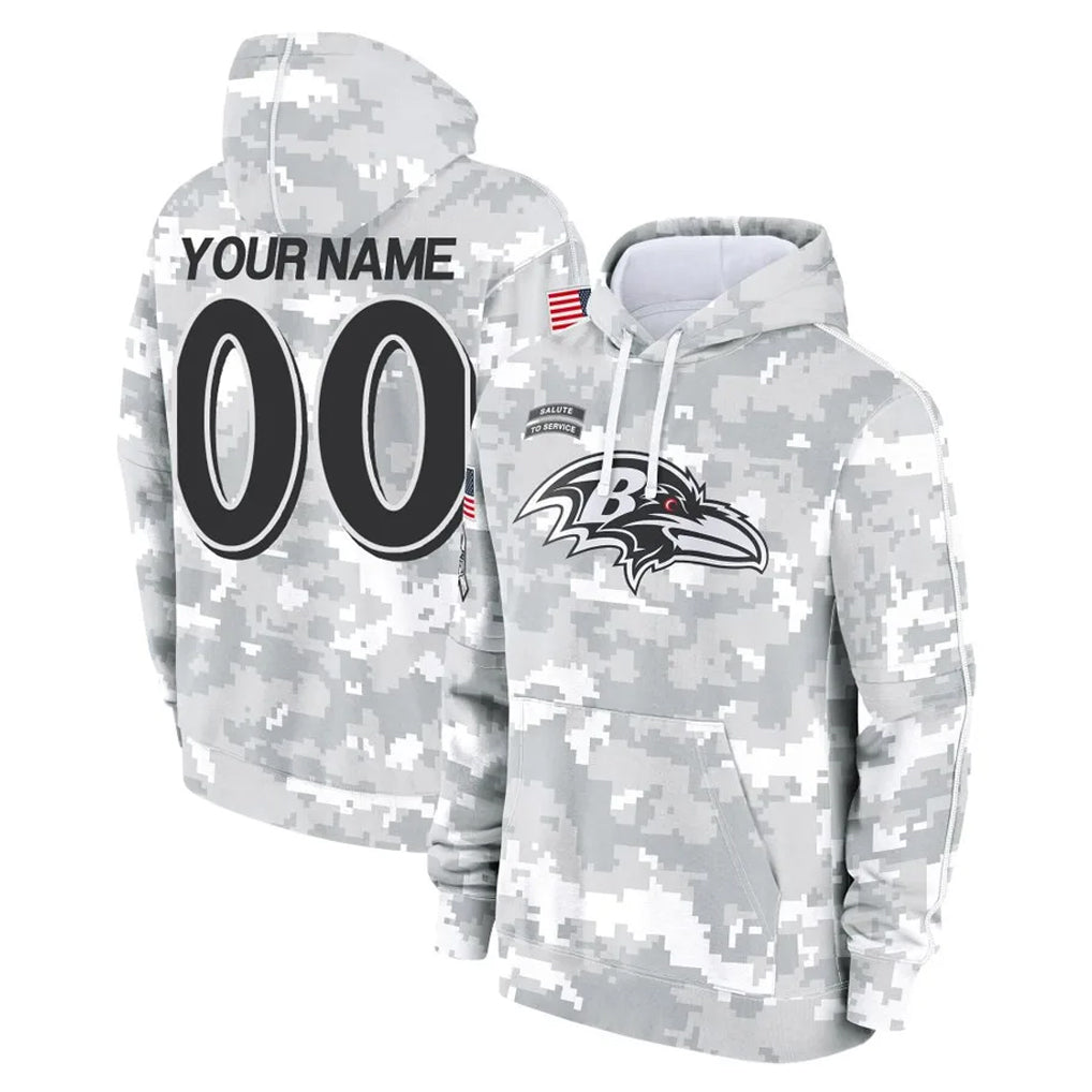 Kdoa Custom B.Ravens Black Pullover Hoodie Any Name & Numbers Stitched Jerseys