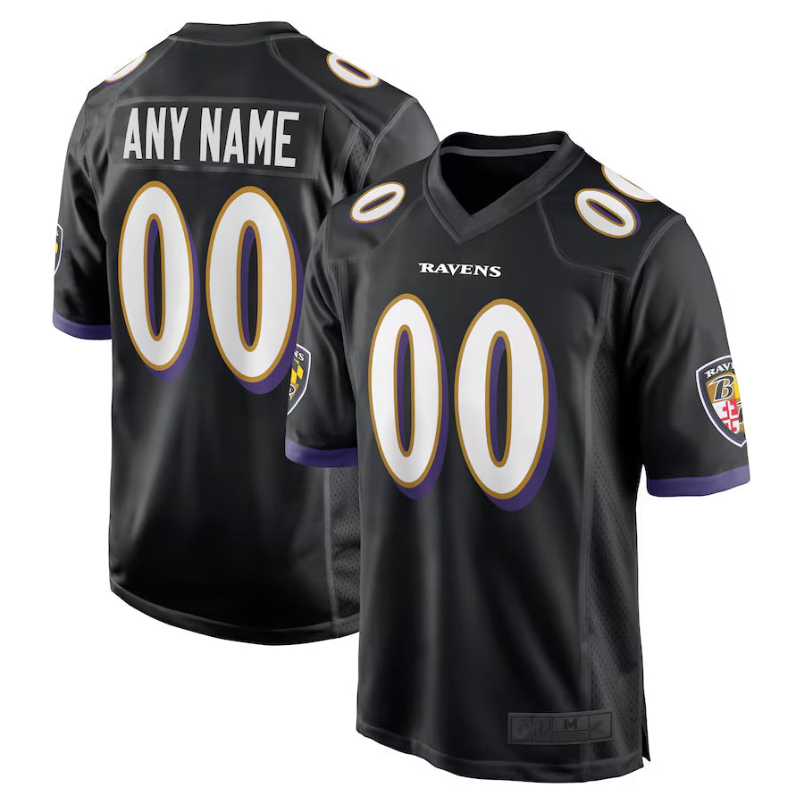 Kdoa Custom B.Ravens Black Home Game Stitched Jerseys