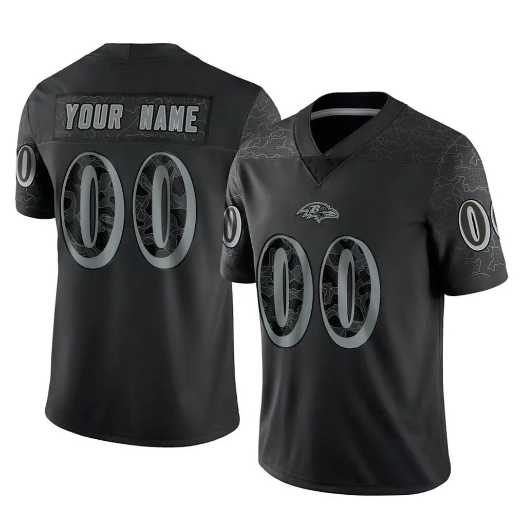 Kdoa Custom B.Ravens Black RFLCTV Limited Any Name & Numbers Stitched Jerseys