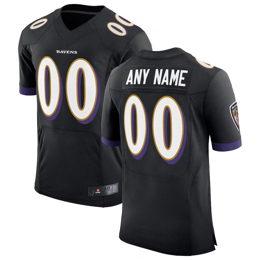 Kdoa Custom B.Ravens Black Speed Machine Elite Stitched Jerseys