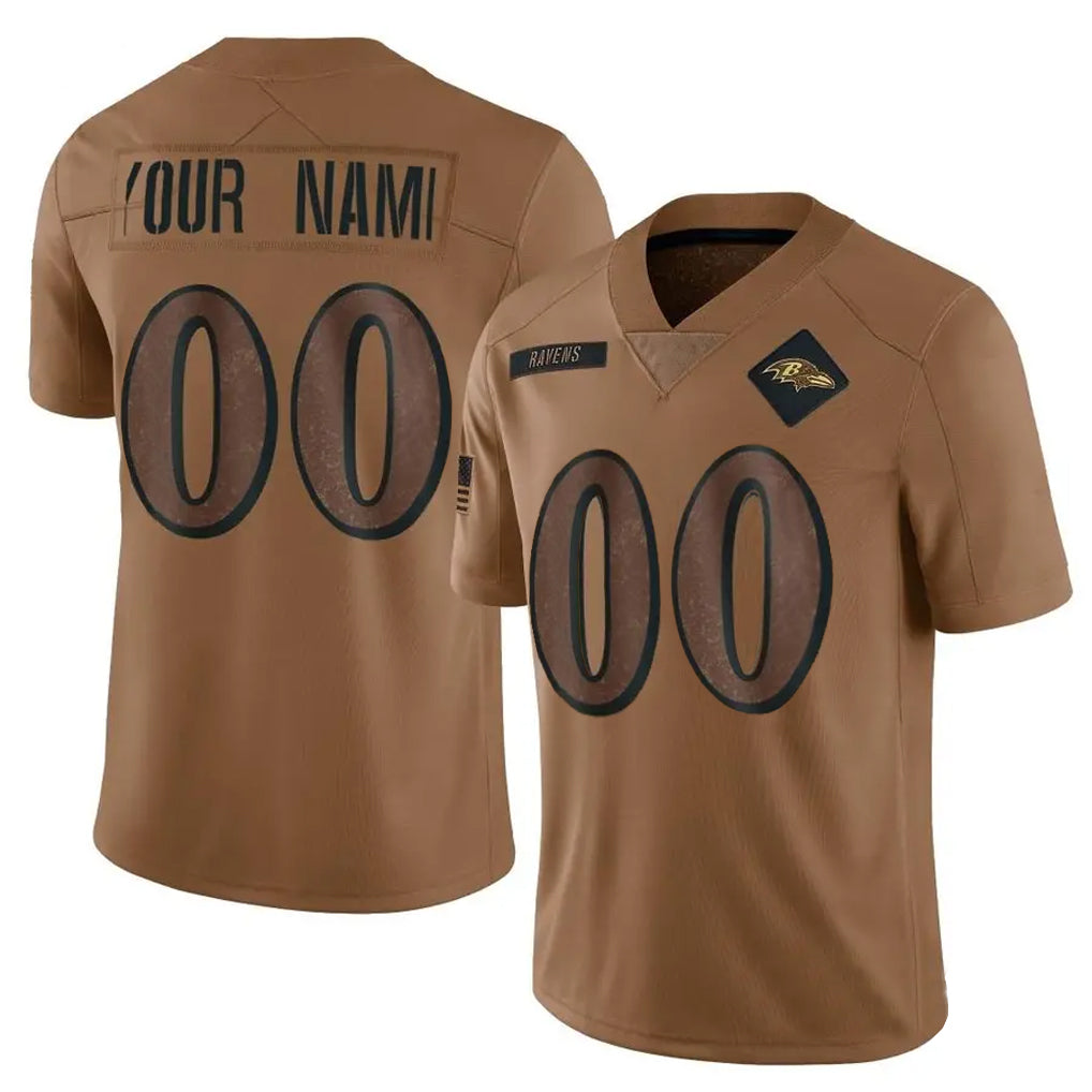 Kdoa Custom B.Ravens Brown Salute To Service Limited Any Name & Numbers Stitched Jerseys