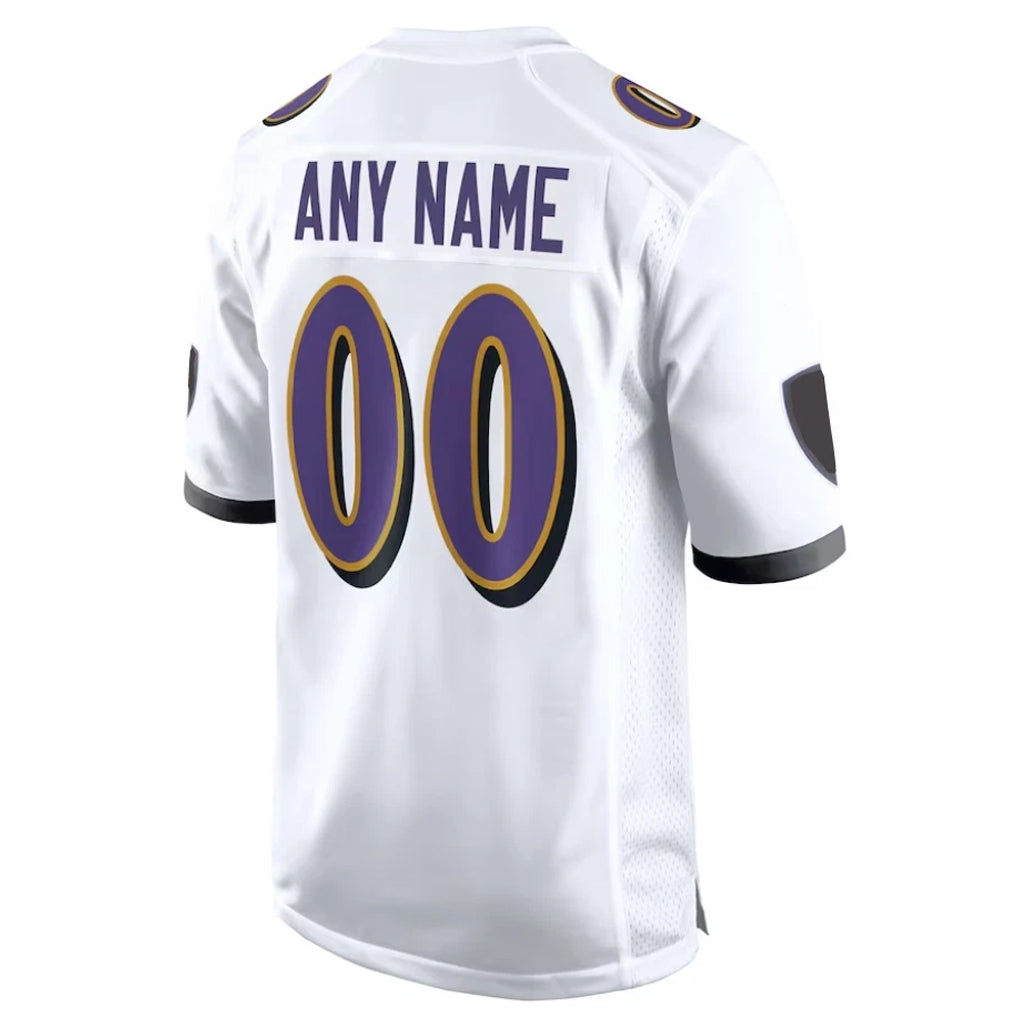 Kdoa Custom B.Ravens White Alternate Home Game Any Name & Numbers Stitched Jerseys