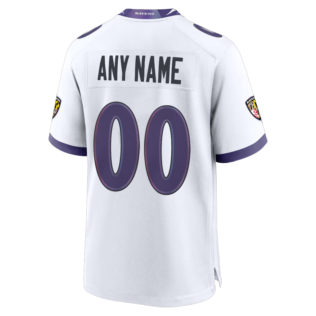 Kdoa Custom B.Ravens White Home Game Any Name & Numbers Stitched Jerseys