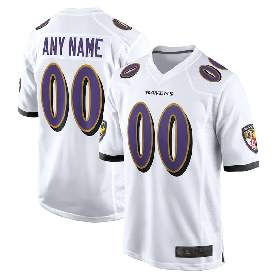 Kdoa Custom B.Ravens White Home Game Stitched Jerseys