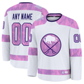 Kdoa Custom B.Sabres White 2024 Hockey Fights Cancer Practice Stitched Jerseys