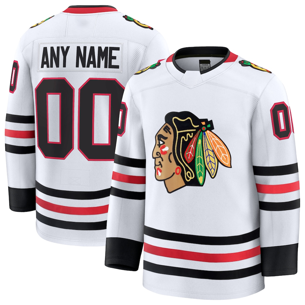 Kdoa Custom C.Blackhawks White Away Premium Jerseys