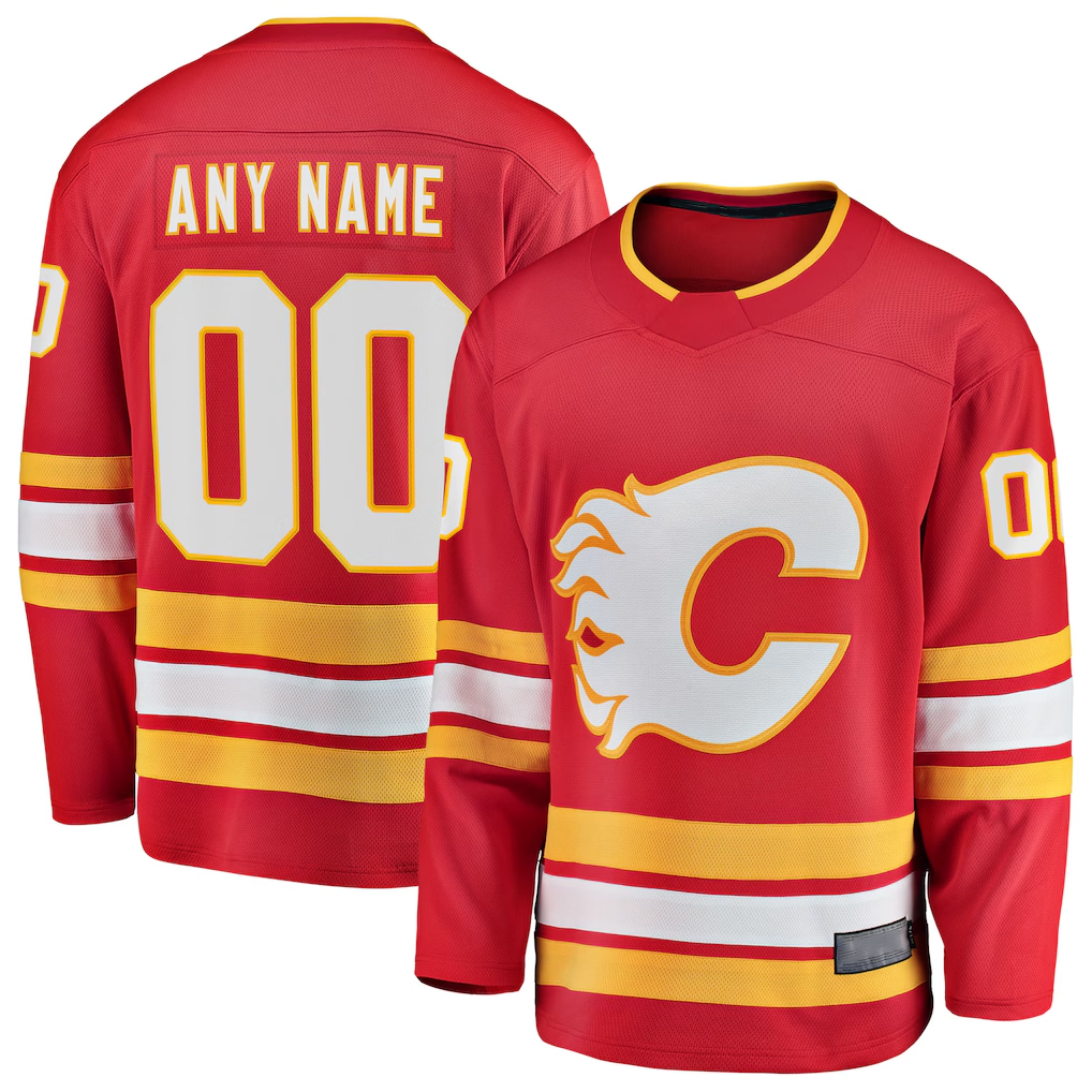 Kdoa Custom C.Flames Red Home Breakaway Jerseys