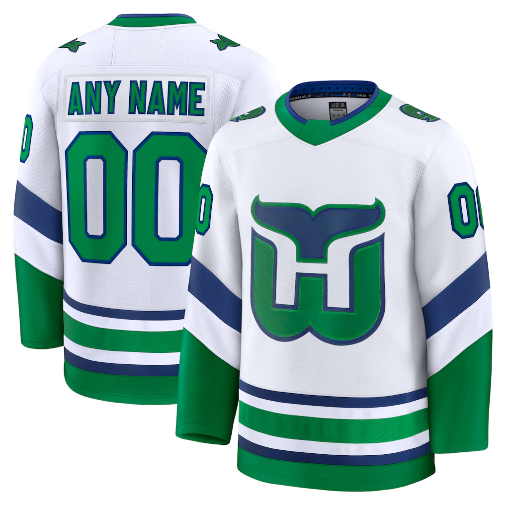 Kdoa Custom C.Hurricanes White Throwback Premium Stitched Jerseys
