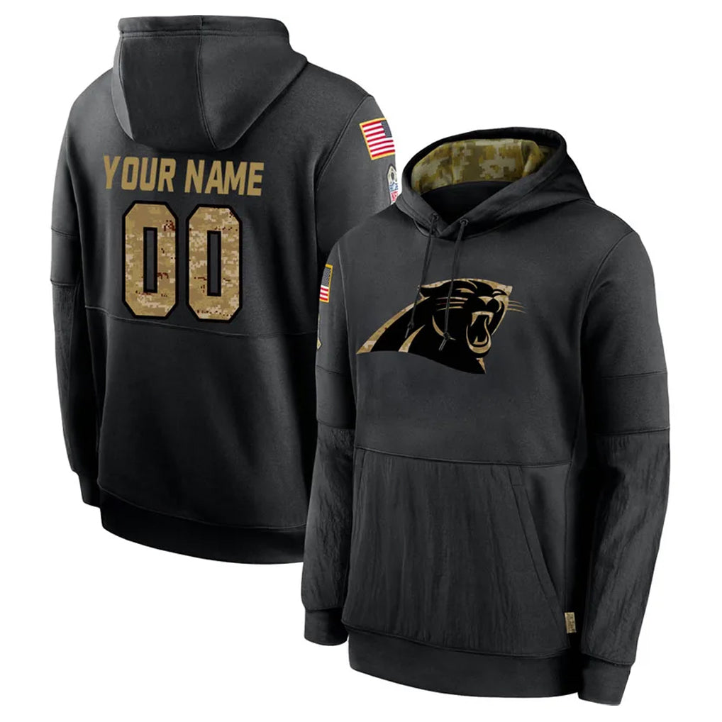 Kdoa Custom C.Panthers Black Salute to Service Pullover Hoodies Any Name & Numbers Stitched Jerseys