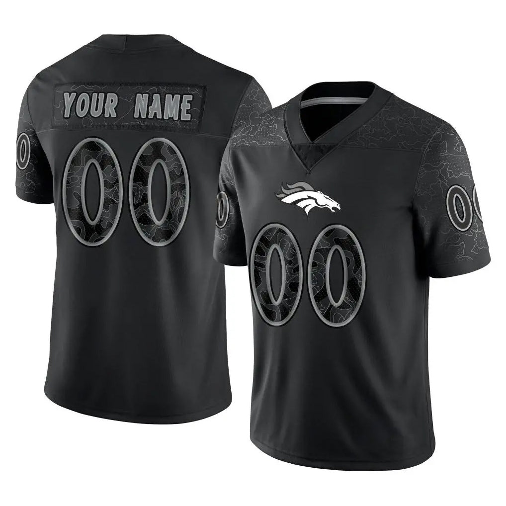Kdoa Custom D.Broncos Black Reflective Limited Any Name & Numbers Stitched Jerseys