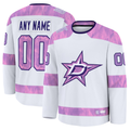Kdoa Custom D.Stars White 2024 Hockey Fights Cancer Practice Jerseys