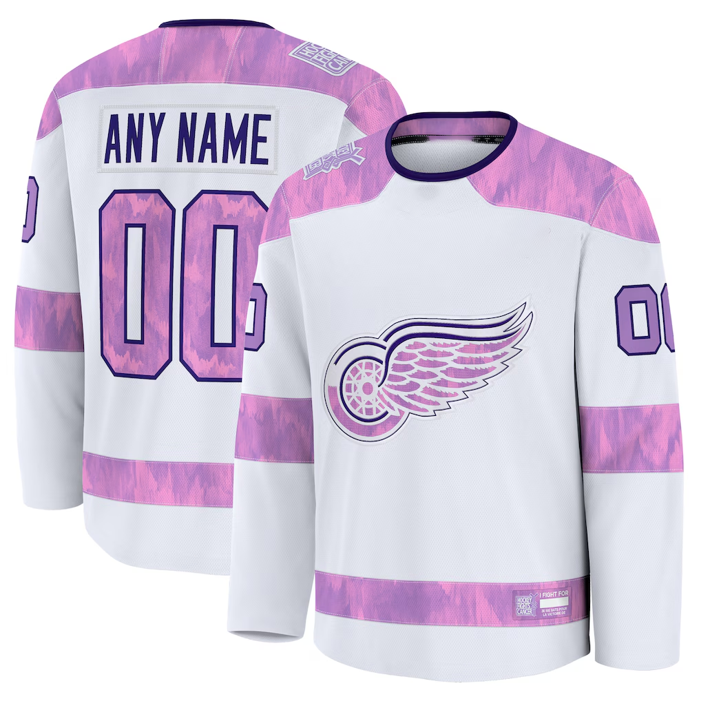 Kdoa Custom D.Red wings White 2024 Hockey Fights Cancer Practice Jerseys