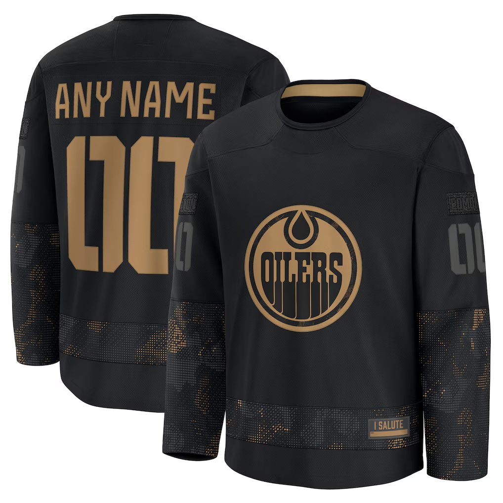 Kdoa Custom E.Oilers Black 2024 Military Appreciation Practice Jerseys