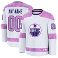 Kdoa Custom E.Oilers White 2024 Hockey Fights Cancer Practice Jerseys