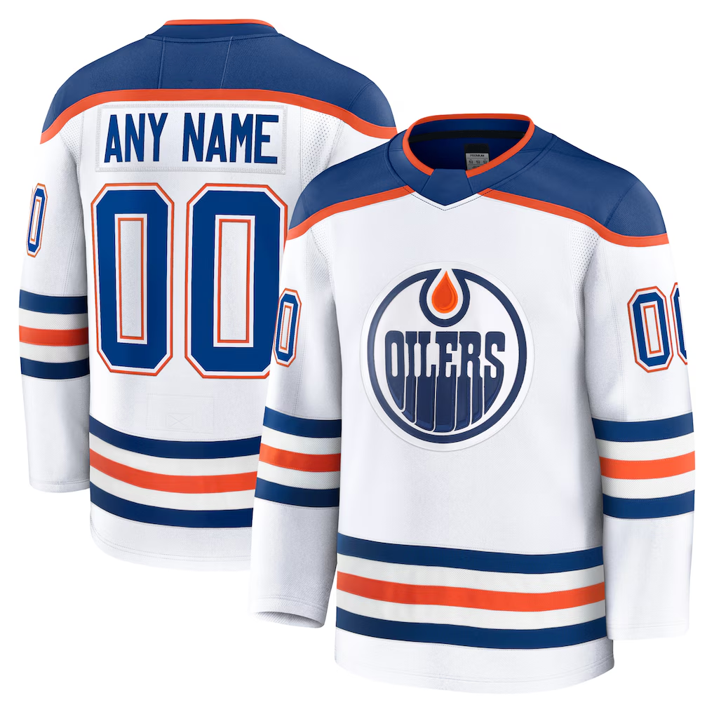 Kdoa Custom E.Oilers White Away Premium Jerseys