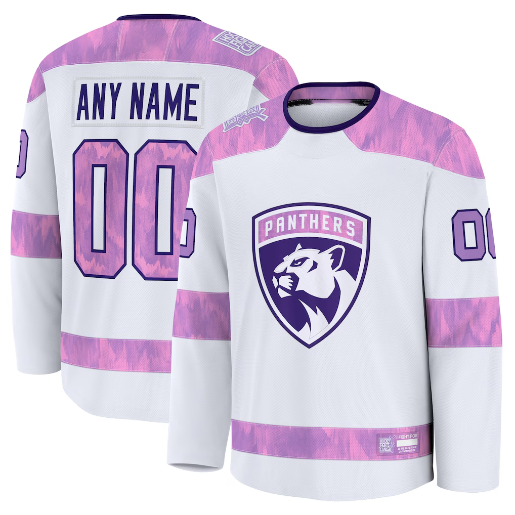 Kdoa Custom F.Panthers White 2024 Hockey Fights Cancer Practice Jerseys