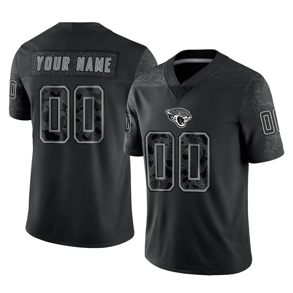 Kdoa Custom J.Jaguars Black Reflective Limited Game Any Name & Numbers Stitched Jerseys