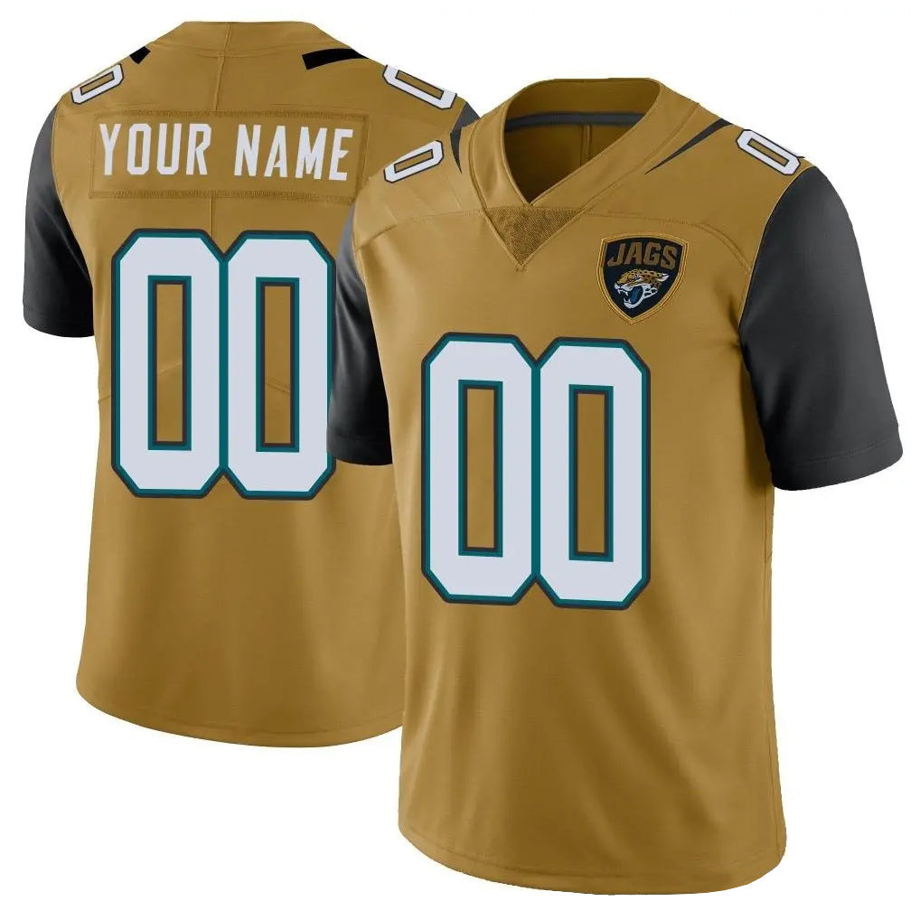 Kdoa Custom J.Jaguars Gold Vapor Limited Home Game Any Name & Numbers Stitched Jerseys