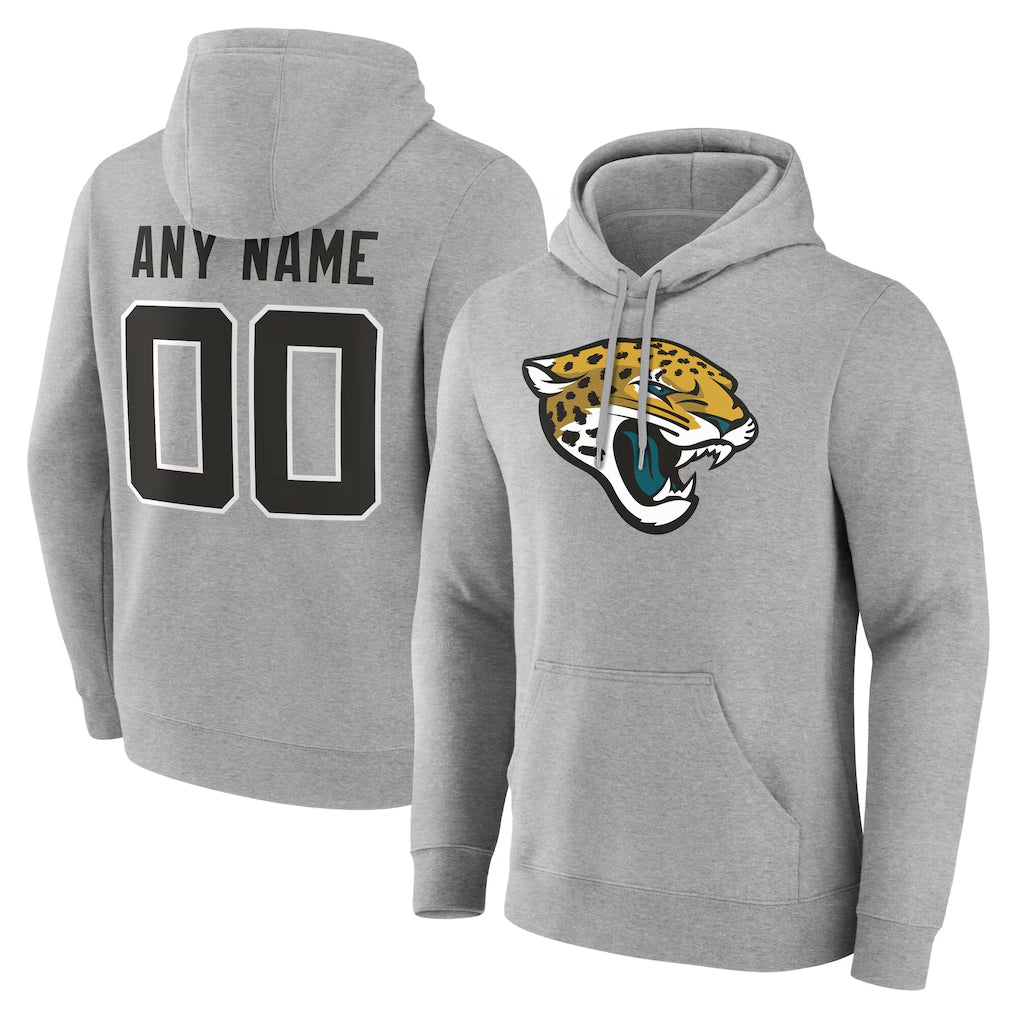 Kdoa Custom J.Jaguars Gray Pullover Hoodies Any Name & Numbers Limited Stitched Jerseys