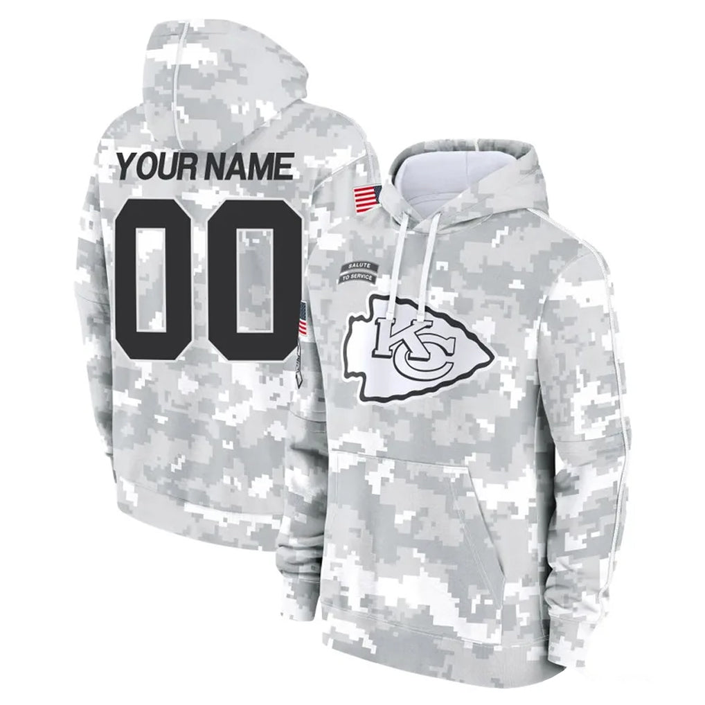 Kdoa Custom KC.Chiefs Arctic Camo Salute to Service Hoodies Limited Game Any Name & Numbers Stitched Jerseys