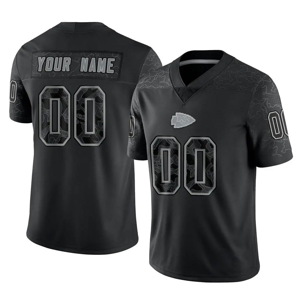Kdoa Custom KC.Chiefs Black Limited Reflective Game Any Name & Numbers Stitched Jerseys