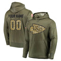 Kdoa Custom KC.Chiefs Olive Salute to Service Pullover Hoodies Home Game Any Name & Numbers Stitched Jerseys