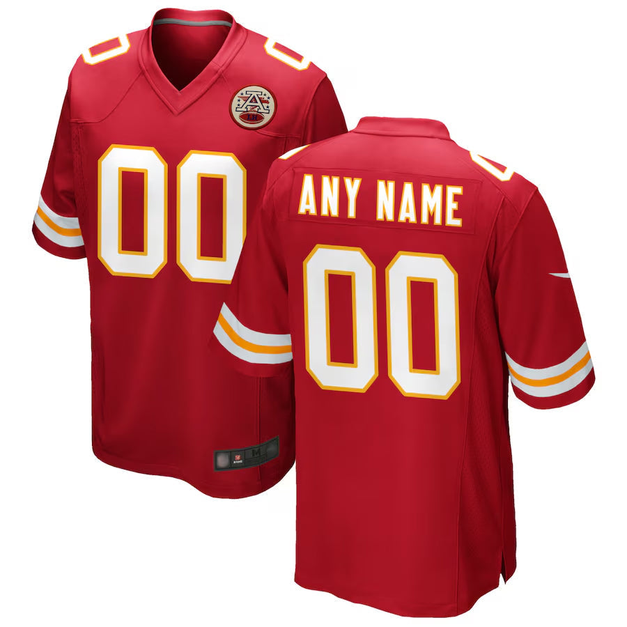 Kdoa Custom KC.Chiefs Red Replica Game Stitched Jerseys