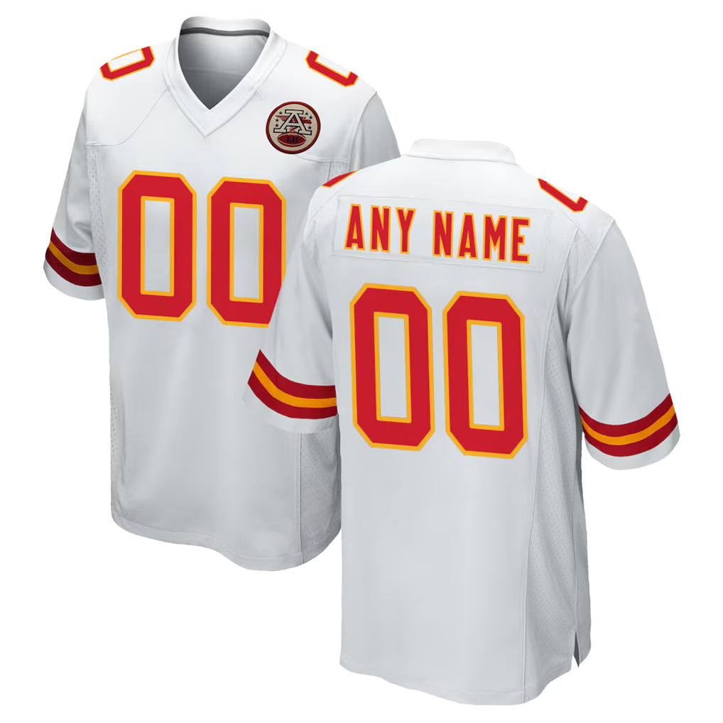 Kdoa Custom KC.Chiefs White Home Game Any Name & Numbers Stitched Jerseys