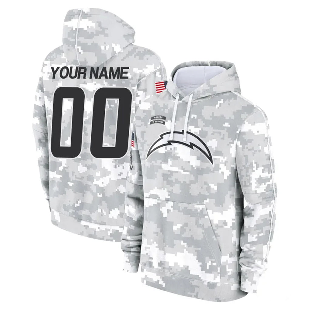 Kdoa Custom LA.Chargers Arctic Camo Salute to Service Hoodies Limited Game Any Name & Numbers Stitched Jerseys